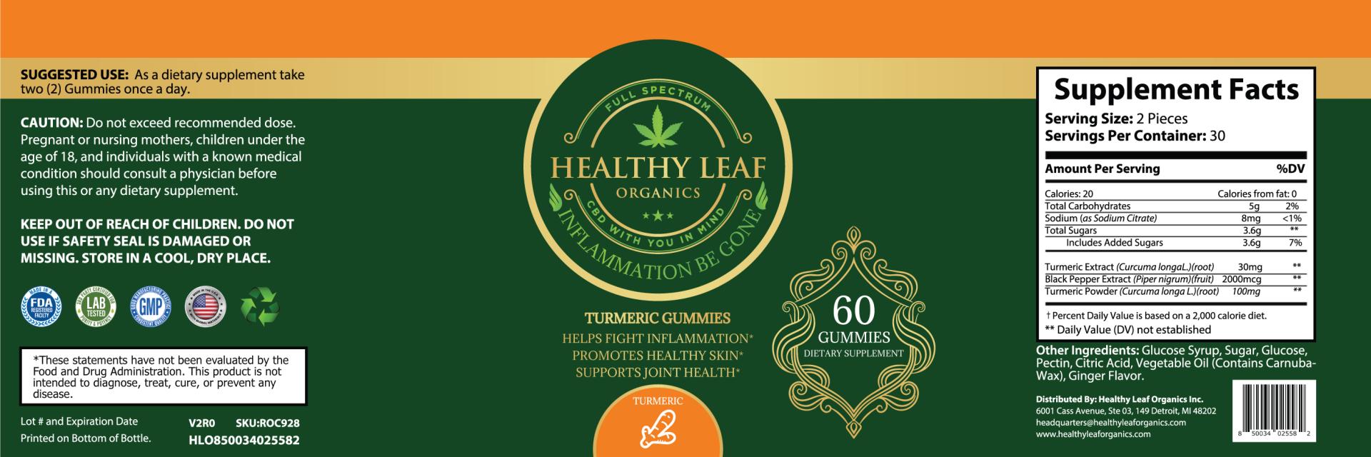 "Inflammation Be Gone - Turmeric Gummies"  HLO928